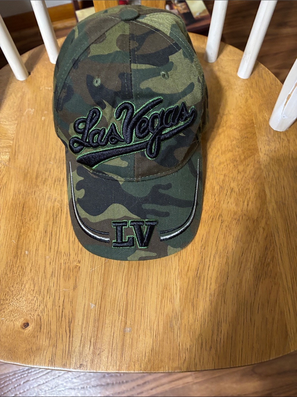 Camo 'Las Vegas' Embroidered Baseball Cap - Green & Black